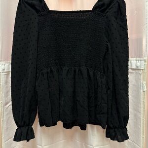 SHEIN Black Textured Blouse